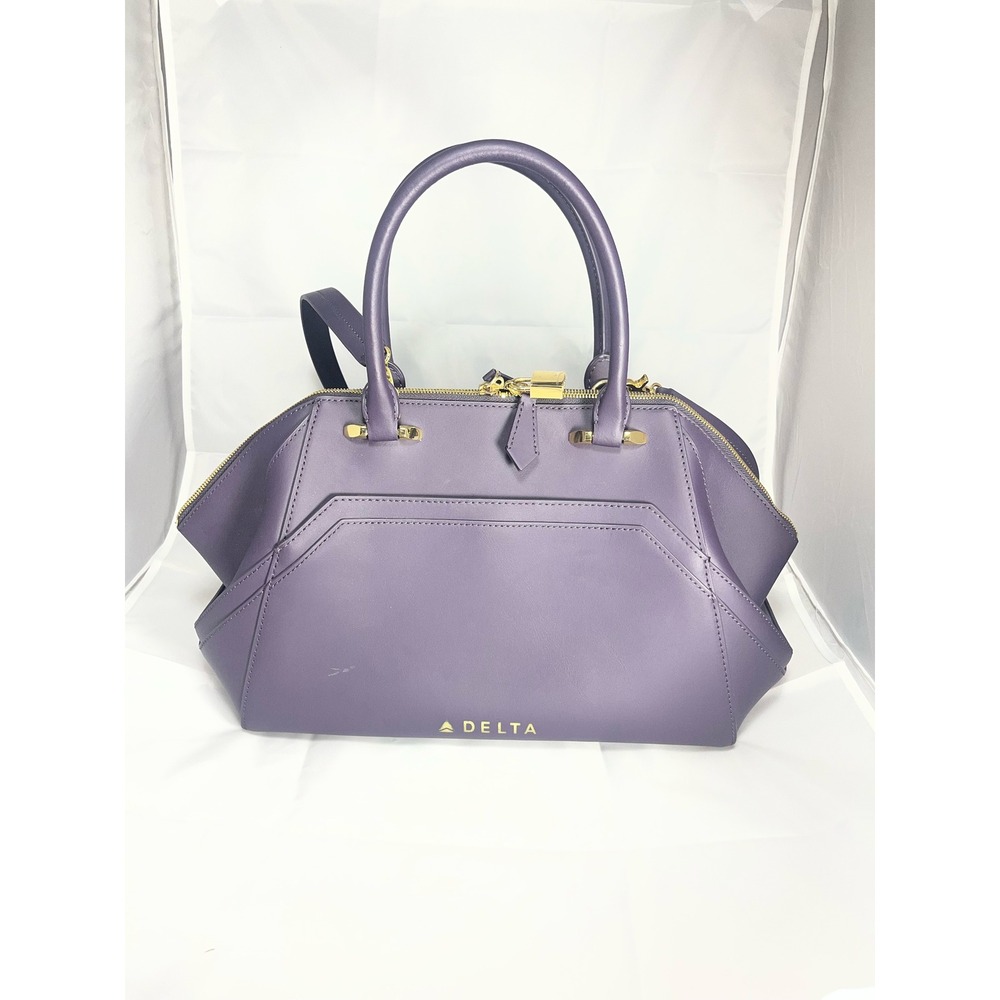 Delta Airlines Purple Handbag Crossbody Bag Gold Hardware Uniform Accessory